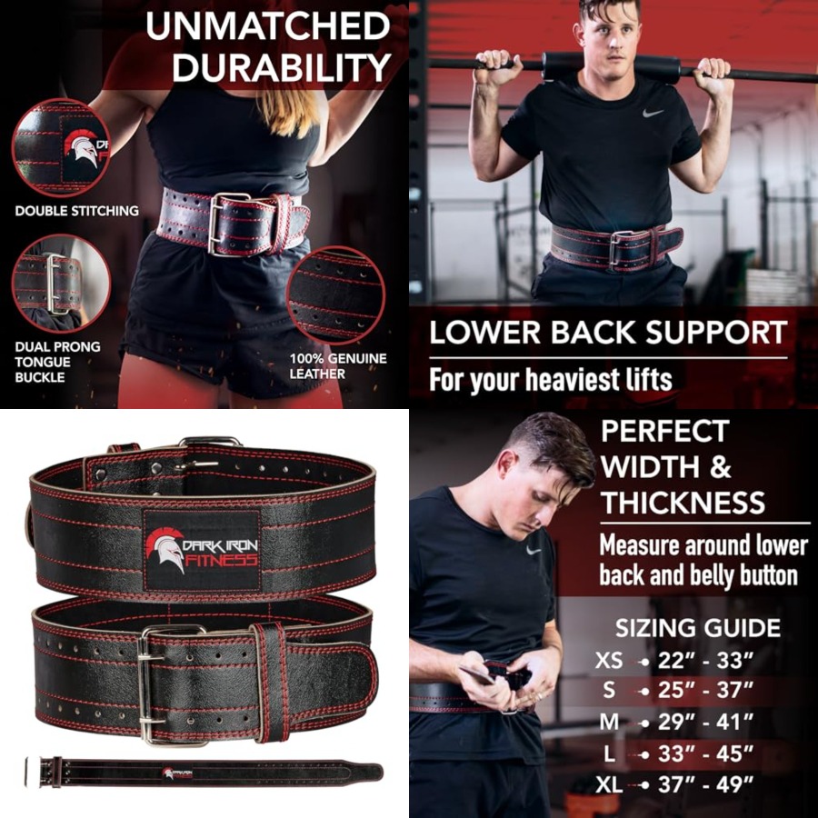 Leather Workout Belt - Genuine Leather Weightlifting Belt, 4 Inch