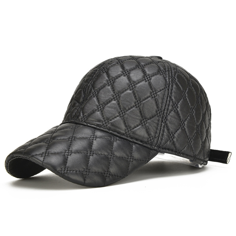 Leather Work Hat - Beret Caps Men Black 100% Real