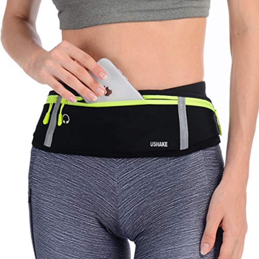 Leather Workout Belt - Slim Running Belt, Workout Fanny Pack