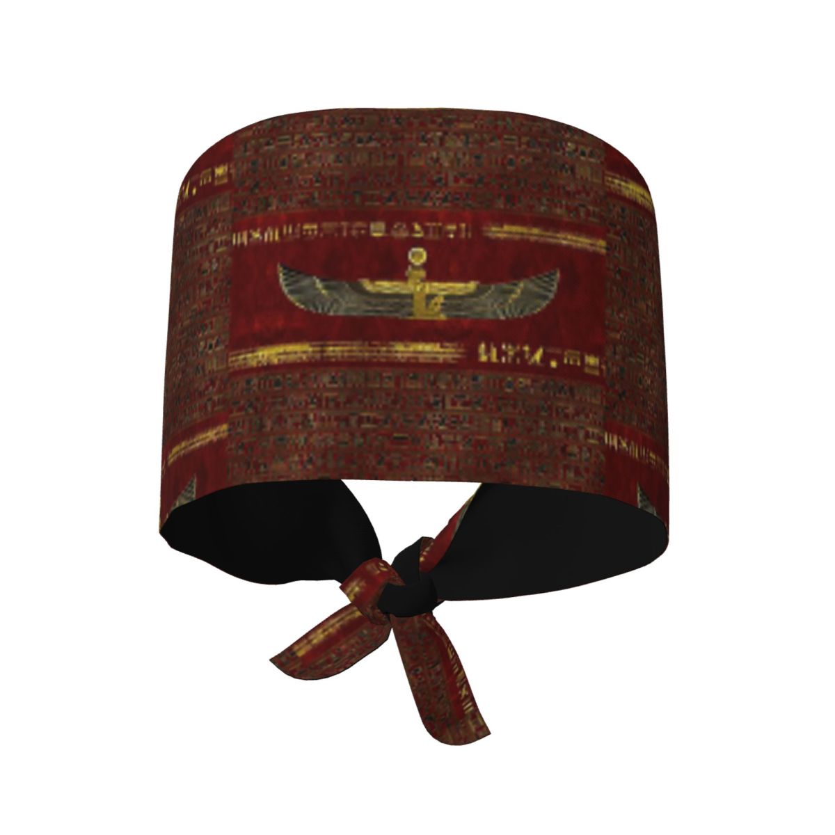Leather Work Hat - Golden Egyptian God Ornament On Red