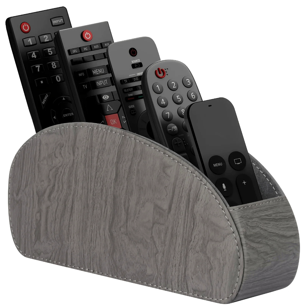 Leatherwork Desk - PU Leather Remote Control Holder5Compartments,Multi-Device Organizer