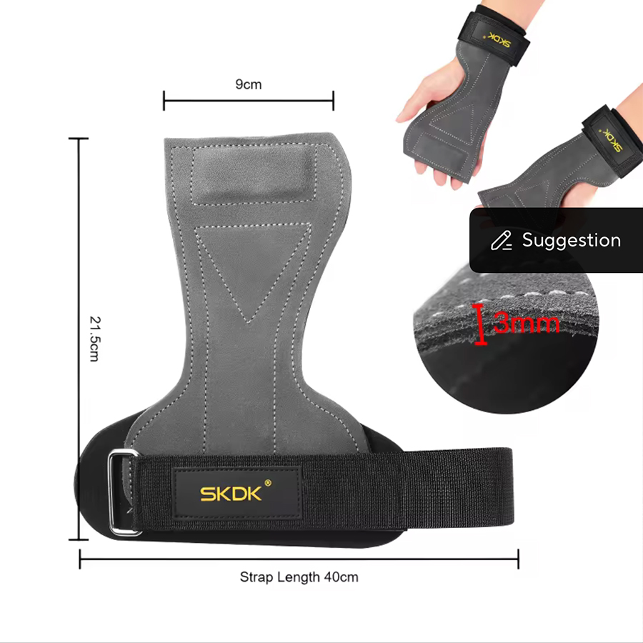 2Pcs Cowhide Gym Gloves Grips  - Leather Workout Belt recensie en prijs