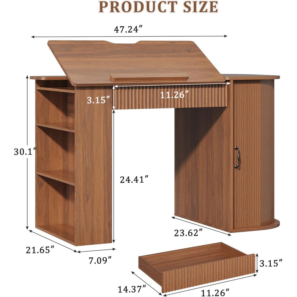 Storage Cabinet Desk with Draw - Leather Work recensie en prijs