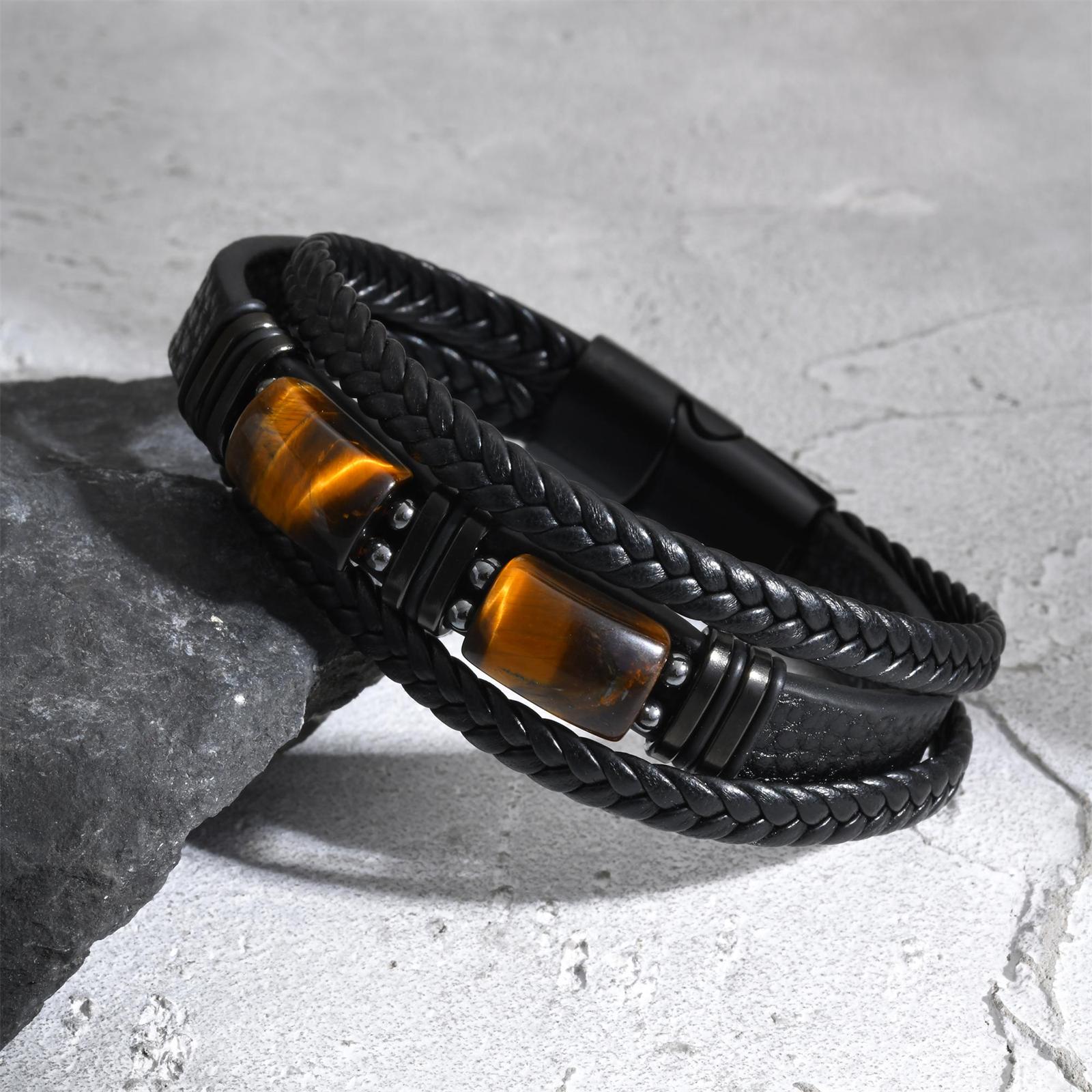 Men Braided Leather Bangle Tig - Leatherwork Jewelry recensie en prijs