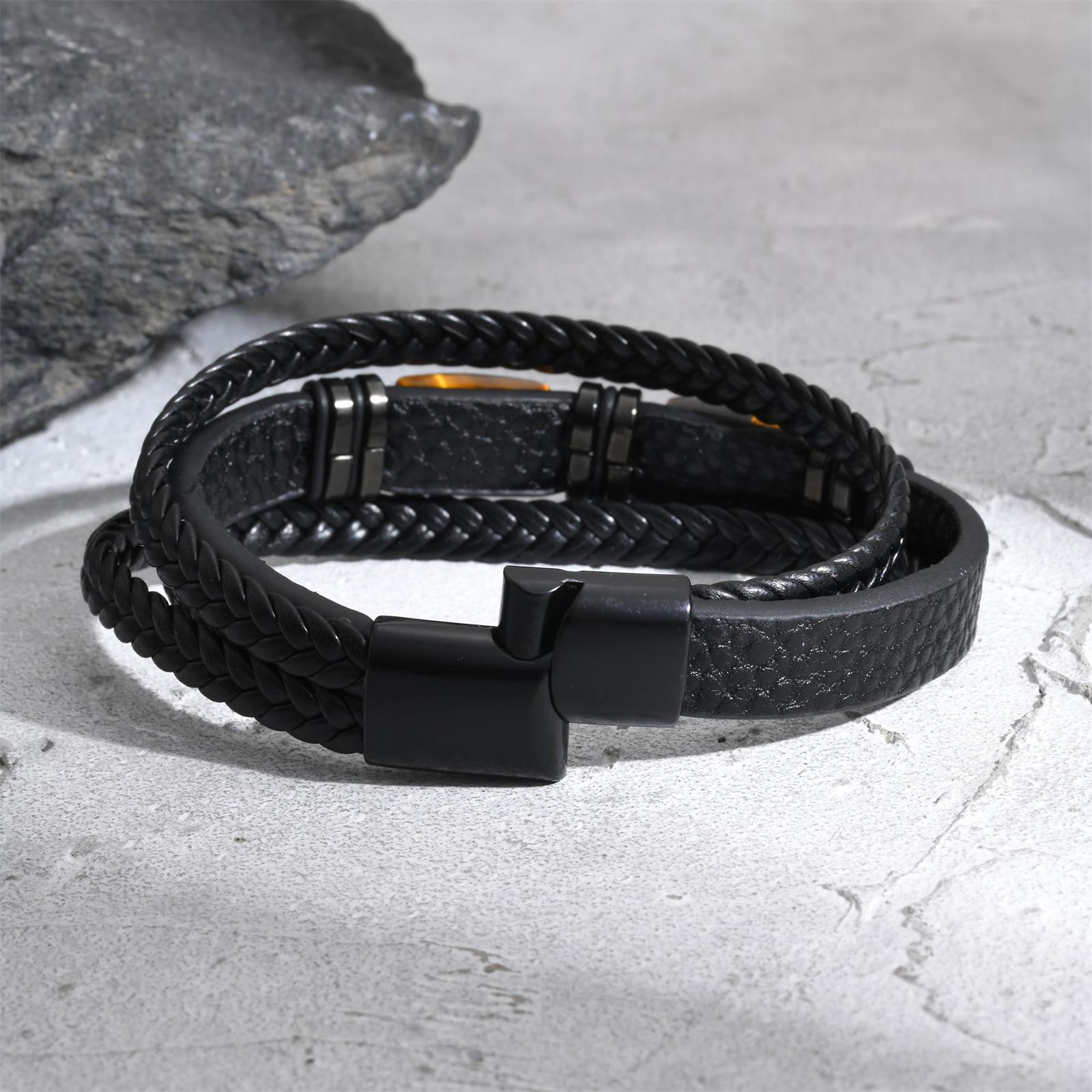 Men Braided Leather Bangle Tig - Leatherwork Jewelry recensie en prijs