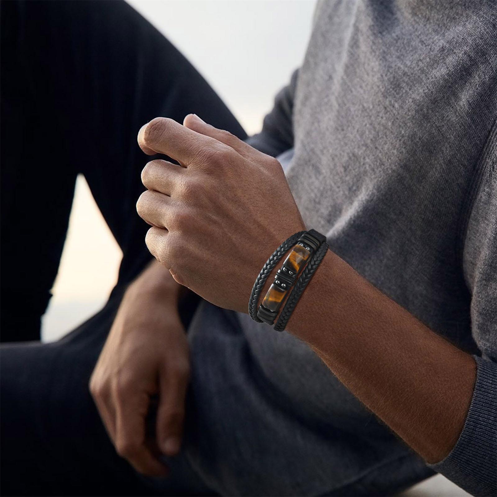 Men Braided Leather Bangle Tig - Leatherwork Jewelry recensie en prijs