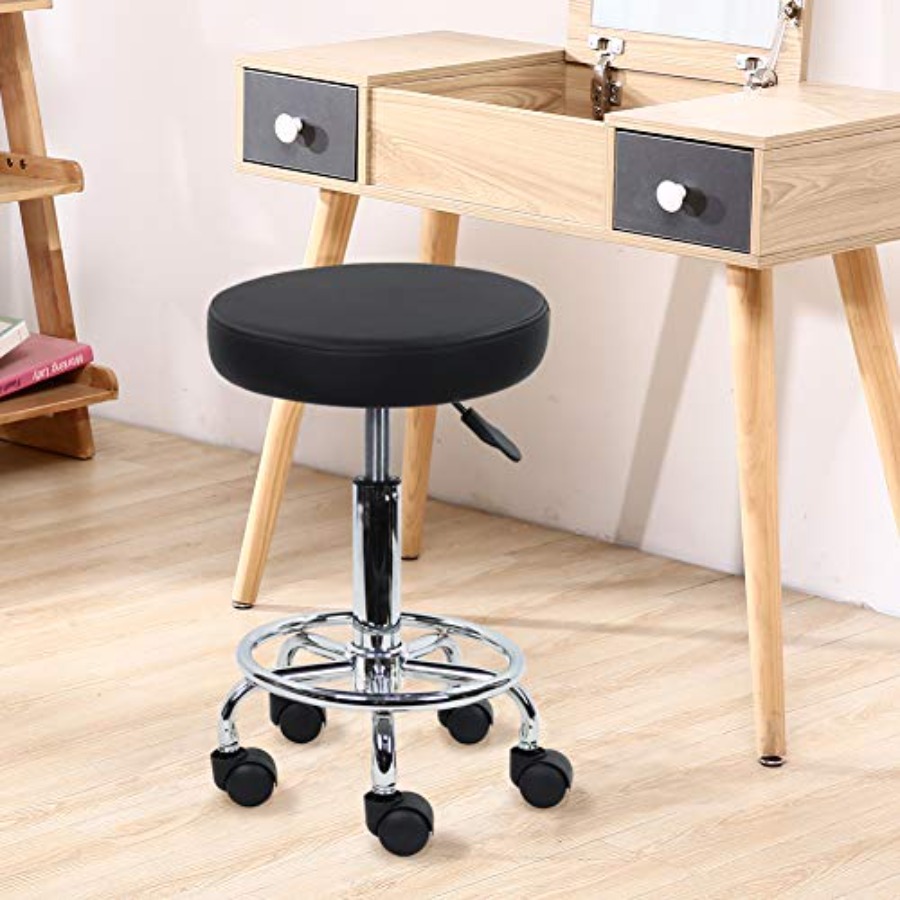 PU Leather Round Rolling Stool - Leather Work recensie en prijs