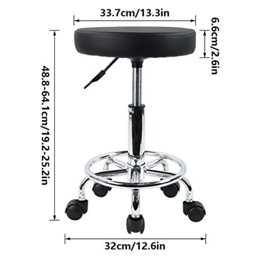 PU Leather Round Rolling Stool - Leather Work recensie en prijs