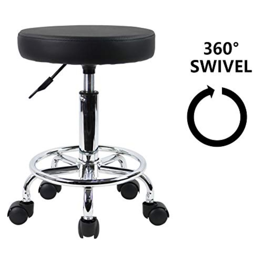 PU Leather Round Rolling Stool - Leather Work recensie en prijs