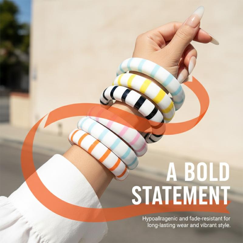 Color Block Resin Cuff Bracele - Leatherwork Jewelry recensie en prijs